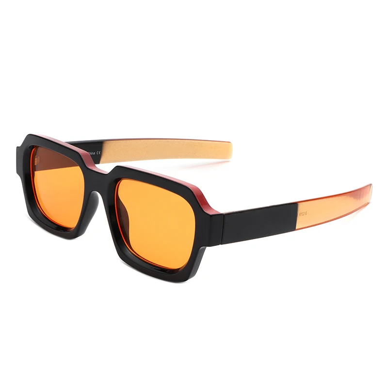 

1219 New Fashion Square Double Color Sunglasses Women Men Vintage Brand Designer Punk Sun Glasses Female Orange Shades UV400