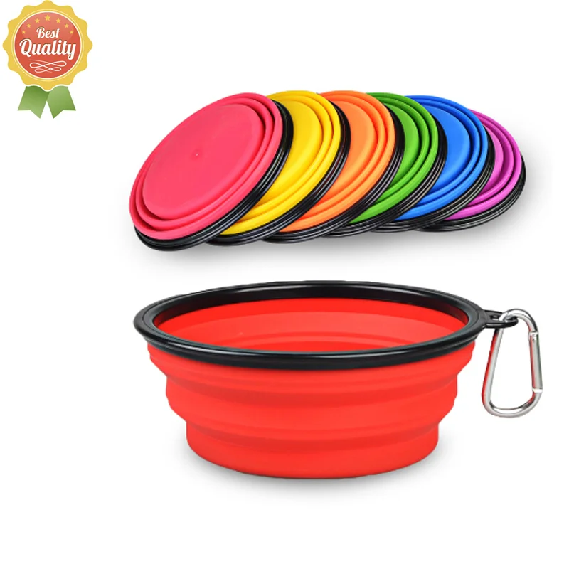 

PB05 Modern Collapsible Cat Bowl Luxury Adjustable Dog Drinking Water Travel Feeding Covered Food Raised Multi-Color Pet Bowl, Red, blue, green, purple, yellow, orange, pink