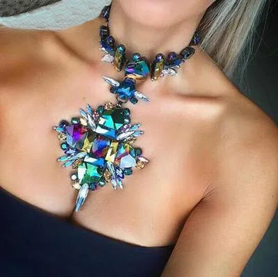 

Jachon Factory Whole Sale Luxury Crystal Necklace Summer Beach Exaggerated Jewelry For Girl Necklace Dance Jewelry, Picture