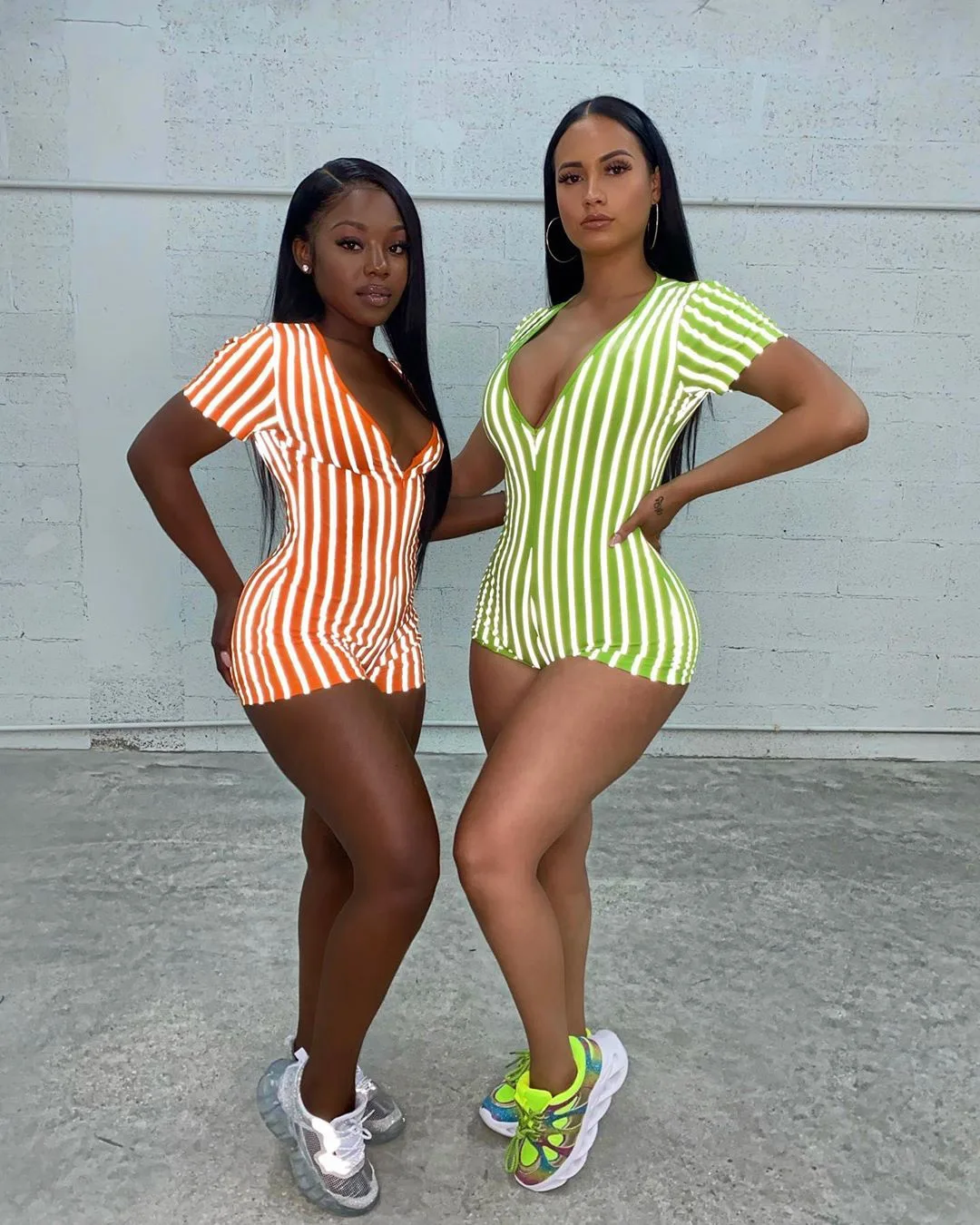 

2021 Hot Sales V neck Jumpsuits Women Stripe Design Ladies Fashion