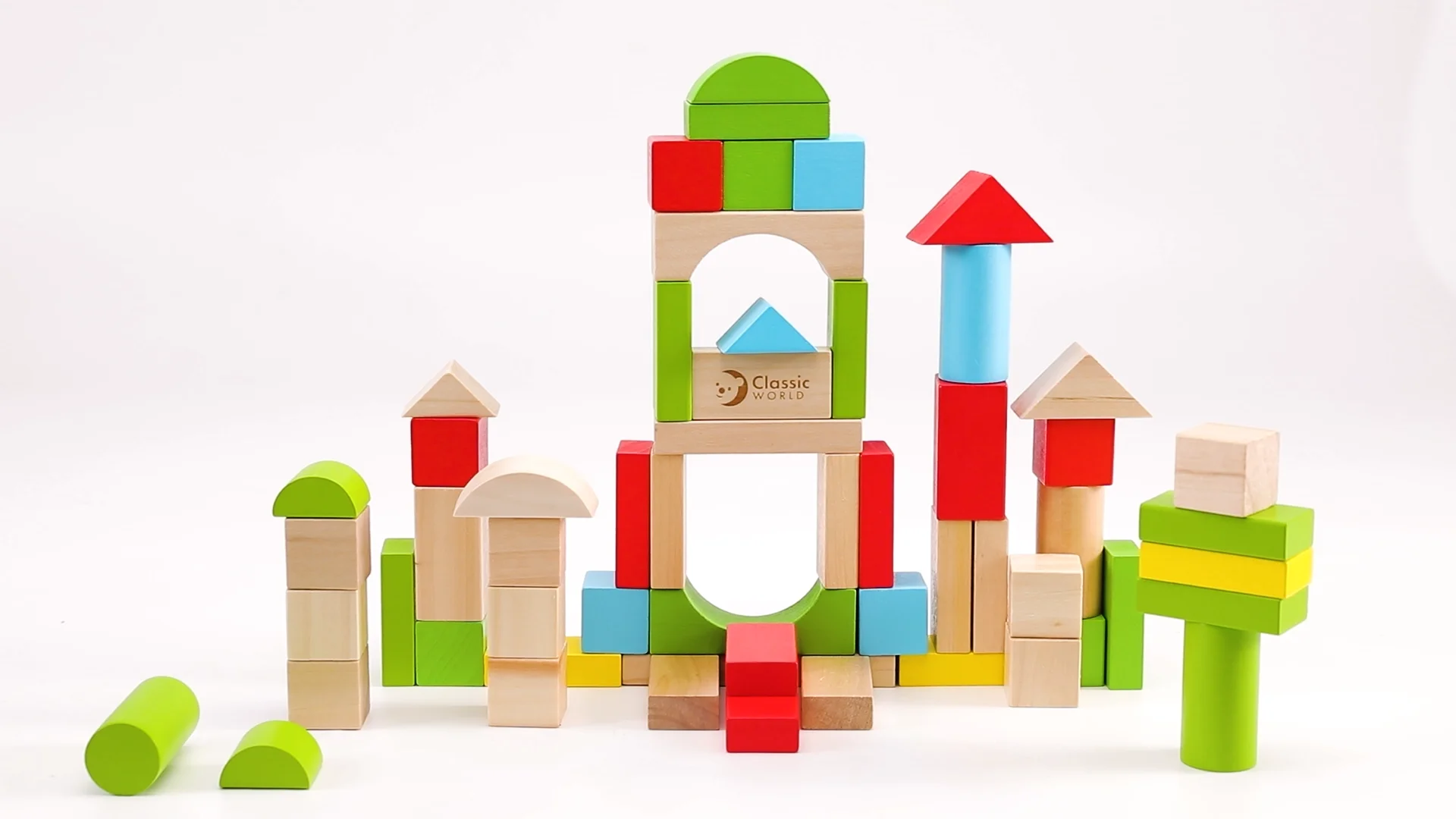 50 pieces wooden blocks construction building toys set stacking