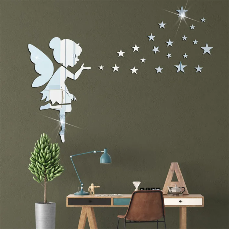 

Home Decoration Kids Room 3D Mirror Acrylic Wall Sticker Gift for Children Diy Wall Stickers, Customized color