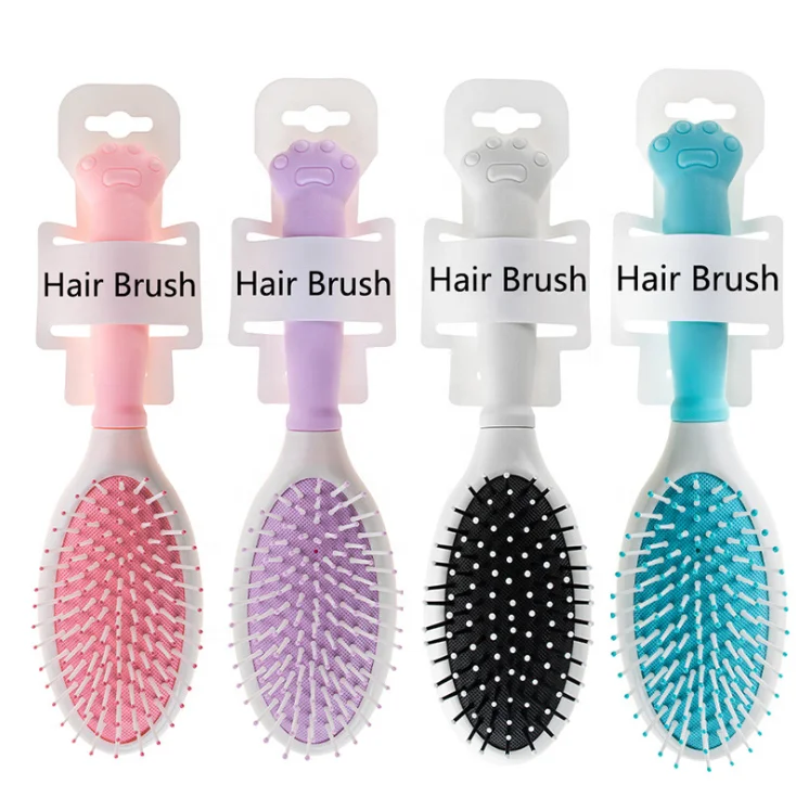 

New Arriving Hang Stand Cat Paw Air Cushion Massage Comb Styling Curly Hair Plastic Smooth Hair Salon Ribs Comb Curved Comb