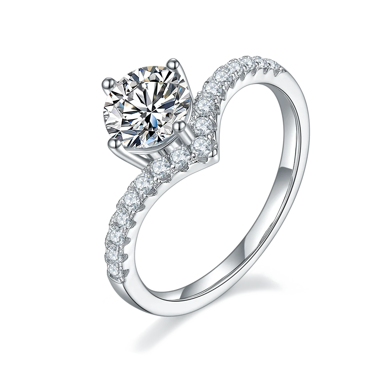 

M38B New Trendy 925 sterling silver gemstone ring 1ct 6.5mm Moissanite Stone Ring for women