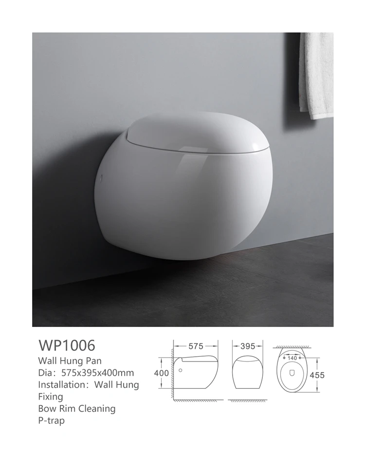 WP1006 China manufacturer round wall mounted water closet porcelain wc toilet bowl