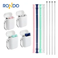 

2020 Eco Friendly FDA Approved Reusable Silicone Straws Folding Drinking water Straw