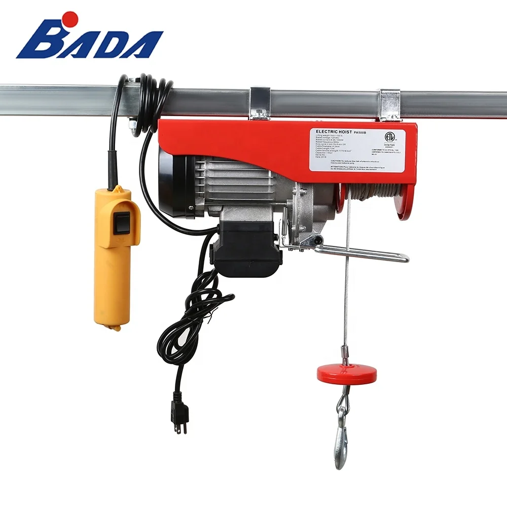 
PA500B 550/1100lb 120V AV Capacity wire rope electric hoist lifting machine 
