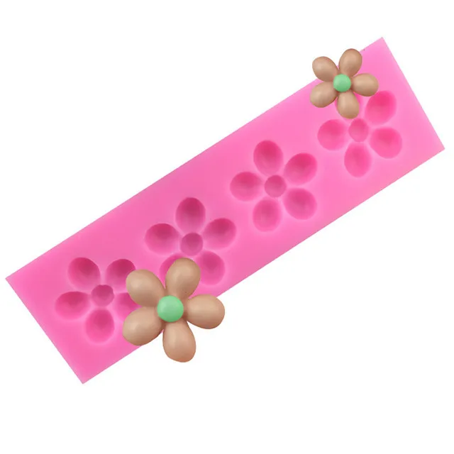 

4 cavity flower shaped silicone fondant cake molds DIY handmade silicon chocolate mould, Random