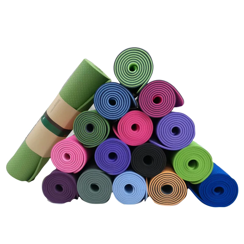 

Factory price dropship custom logo upset 15mm 20mm high qualityTPE yoga mat, Green,blue,yellow,red,black,pink,grey