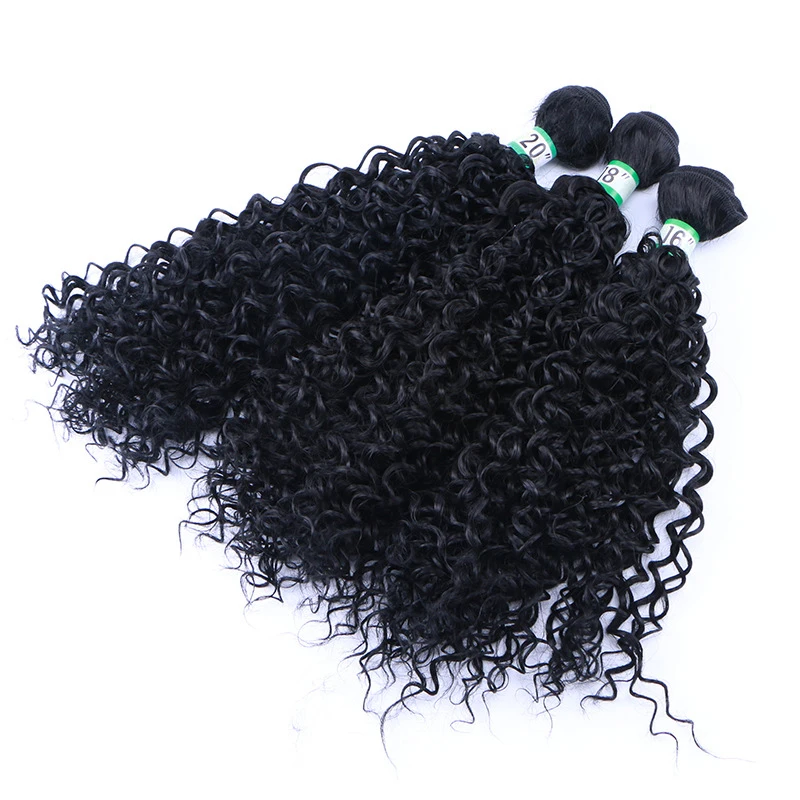 

AIFANLIDE Heat resistant kinky curl synthetic hair weft full head pack 3pcs / pack curly synthetic hair bundles, Ombre color