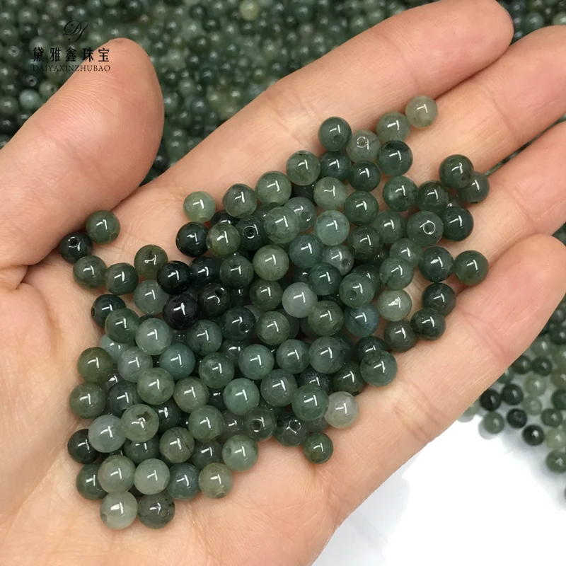 

Natural Stone Bead Round Smooth Burma Jade Bead Loose For DIY Woman Ma Jewelry Making Supplies, Green