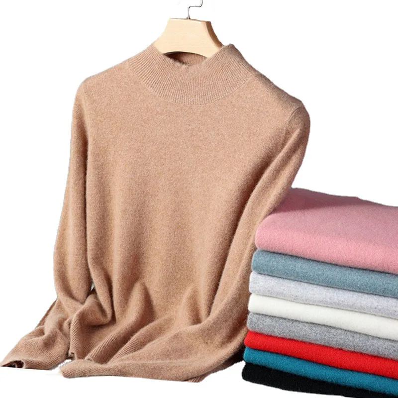 

NEW Sweater for Women Fashion Solid Pullovers Long Sleeve Pull Femme Half Turtleneck Women Sweaters Pullovers, 11 colors