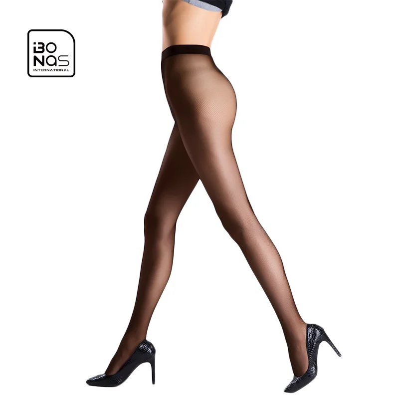 
BONAS 2021 Fashion Dot Customized Full Jacquard Lady Sheer Black Pantyhose Women Tights Patterned 