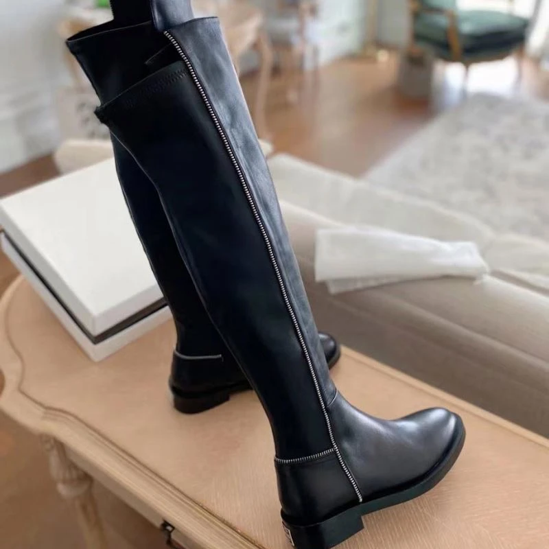 

Sexy Ladies Yasen Fashion Leather Trendy Shoes Fashion Plat Boots, Black