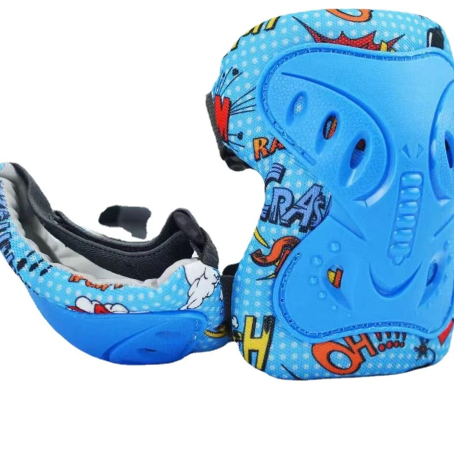 

safety knee elbow pads child print protective gears skating bike skateboard protectors, 2 colors