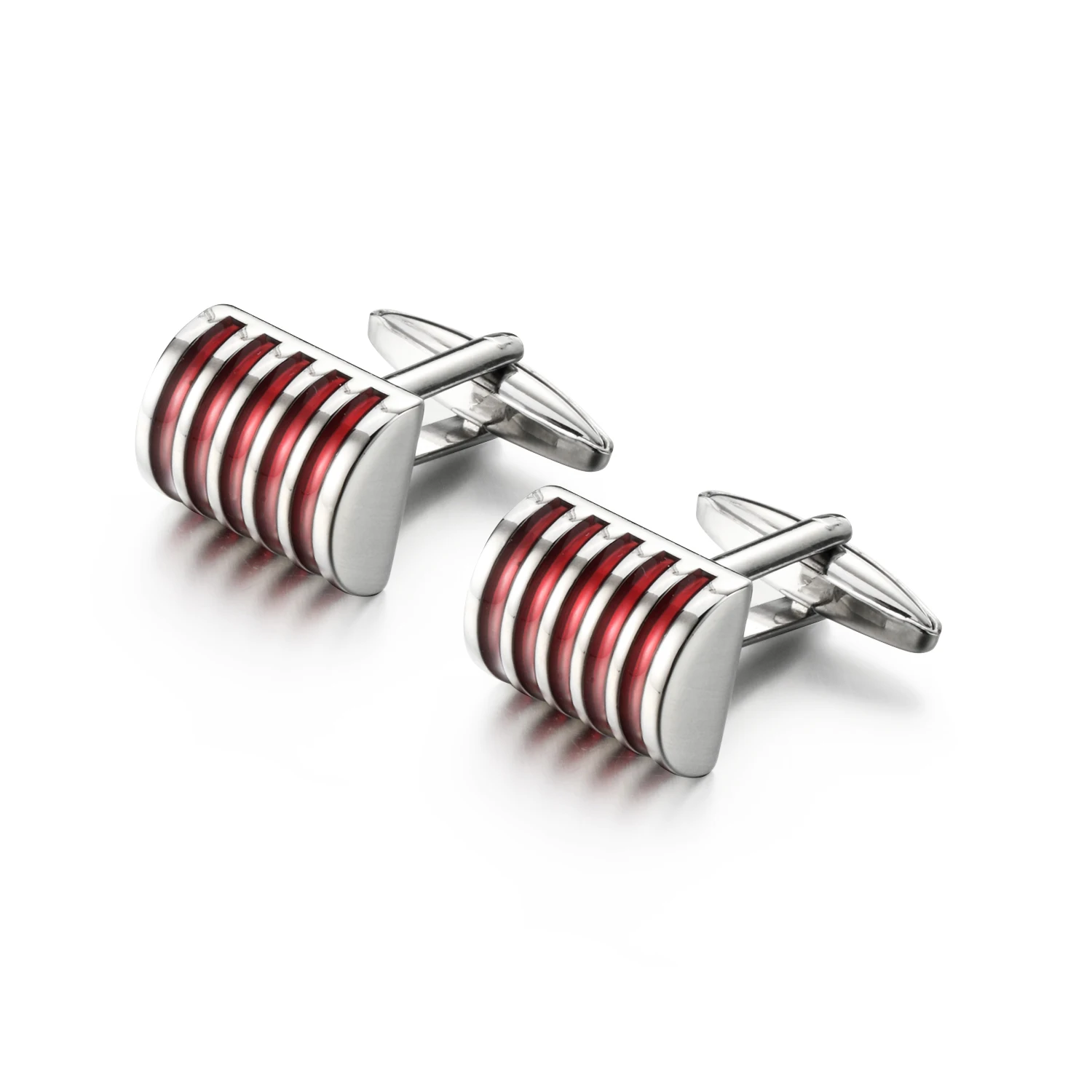 

OB Jewelry-Low Key Men's Jewelry Red Stripe Cufflinks For Men Shirt Wedding Cufflinks For French Shirt Free Shipping