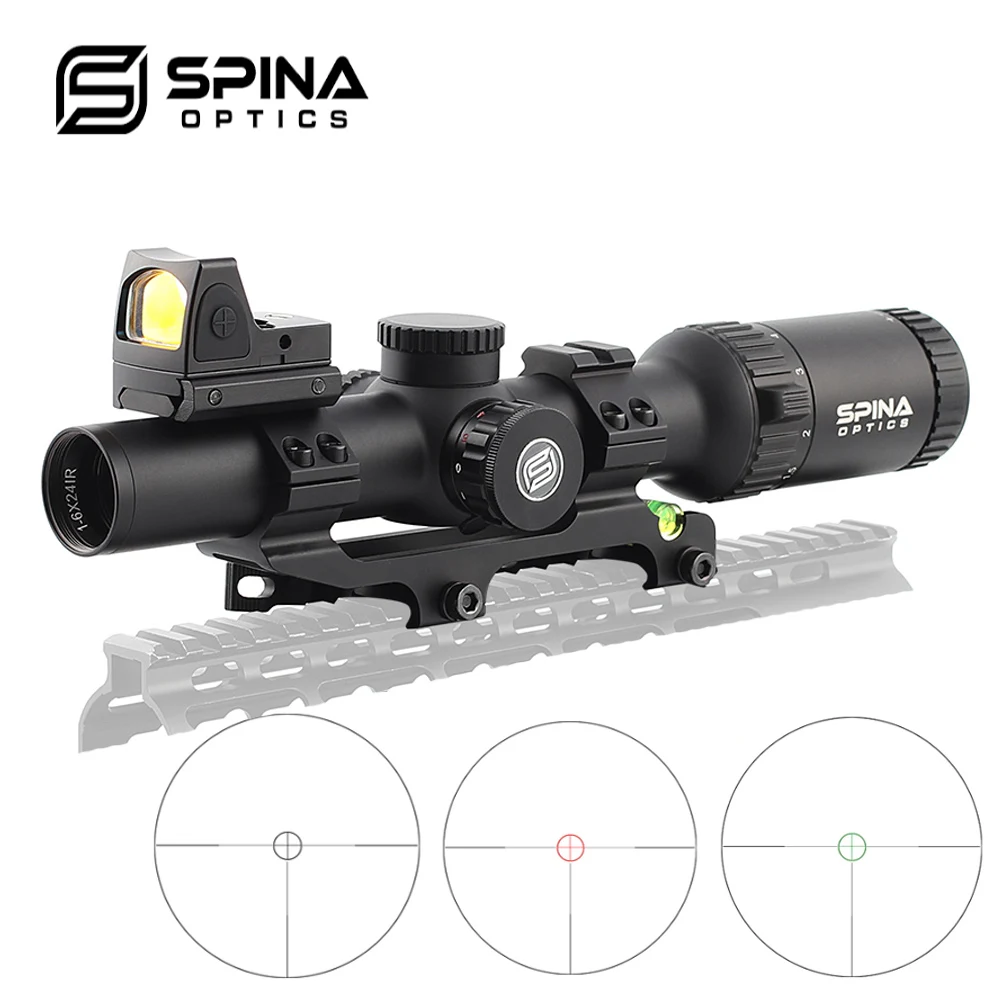 

Spina 1-6x24 IR Optical air riffle scope Scope Compact Red Dot Sight Red Green Illuminated Hunting Riflescope, Black