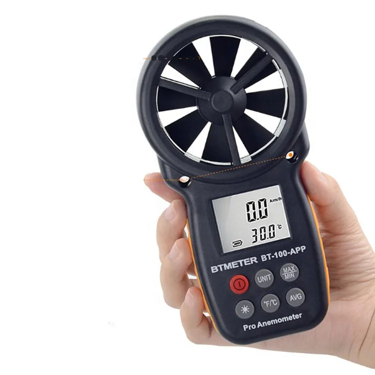 

Digital LCD Anemometer Handheld Measuring Wind Speed, Temperature and Wind Chill meter gauge with Backlight APP, Yellow