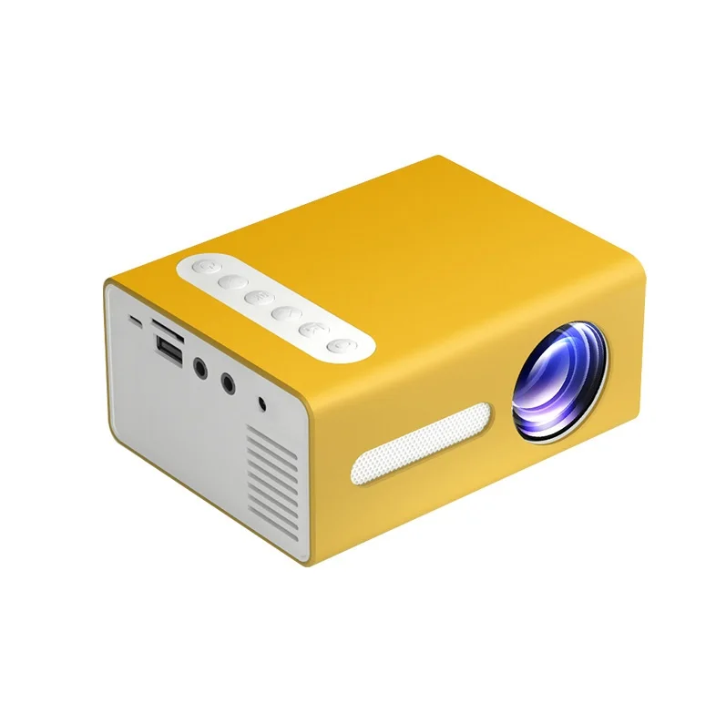 

2021 Newest T300 Digital LED Mini Projector 320*240p Support 3D 1080P Cheap Mini Home Beamer mini portable projector 4k cheap, Yellow