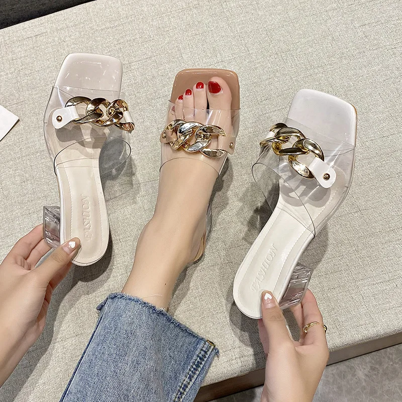 

high heels shoes for women fall transparent chain woman shoes new arrivals 2020 high heels, Black