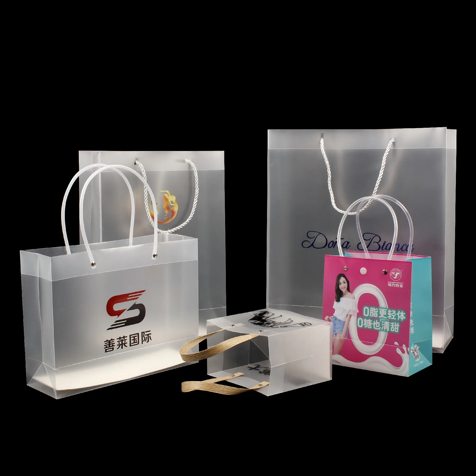 

Custom transparent PVC bag pp hand bag, Customized color