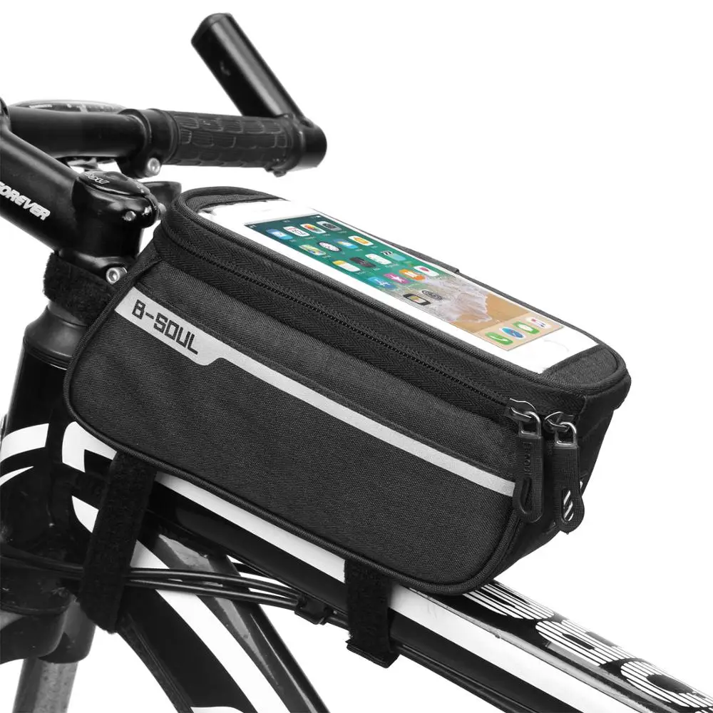

Cycling Waterproof frame Bag,Touchable Screen Bicycle Phone pack, Mountain bike Durable pouch Bike Tool pack front tube bag, Black, red, blue, orange