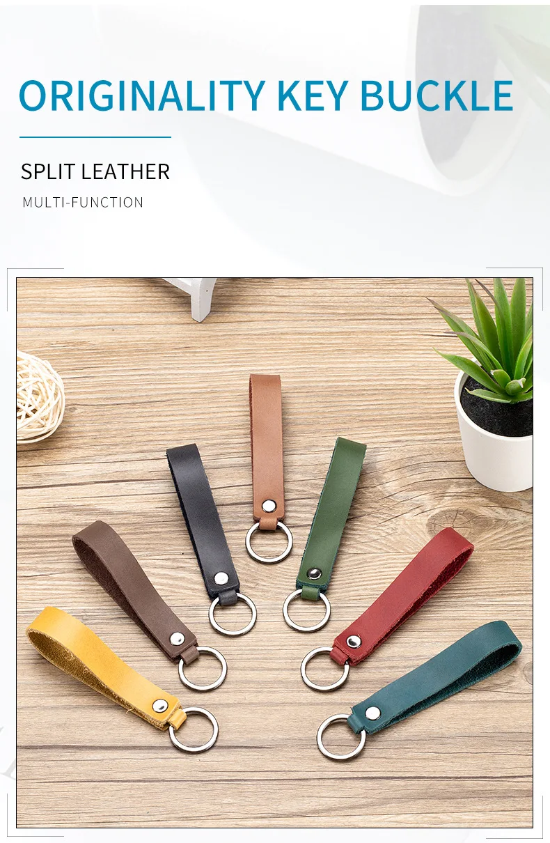 Genuine Leather Keychain Key Chain Holder Ring Strap Keys Fob For Men