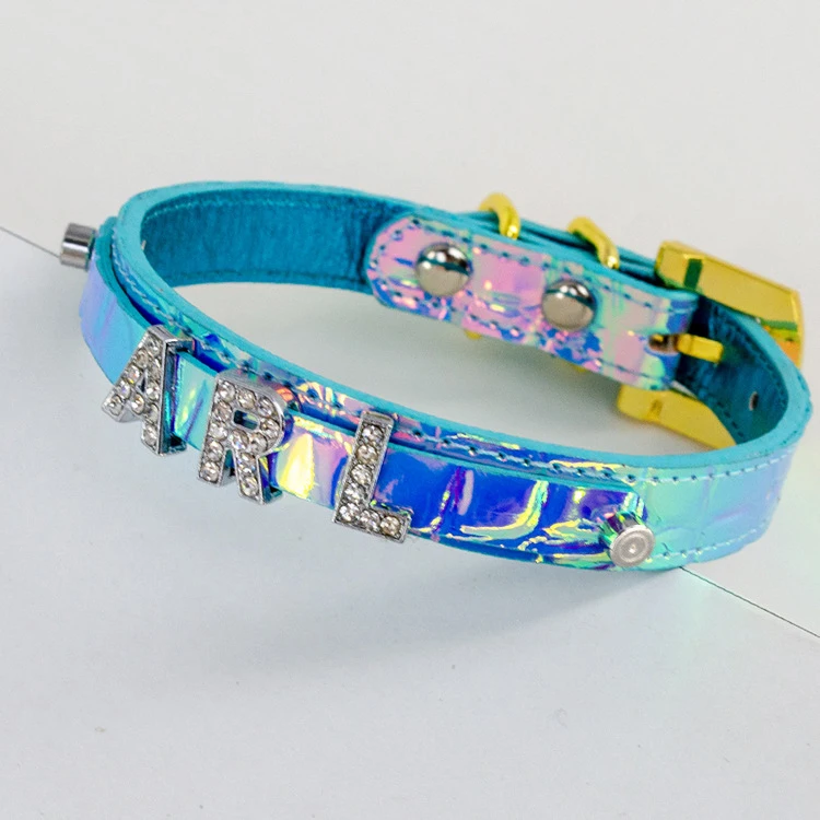 

Wholesale Pet Charm Collar Customized Product For dogs PU Gradient Dog Collar Cute