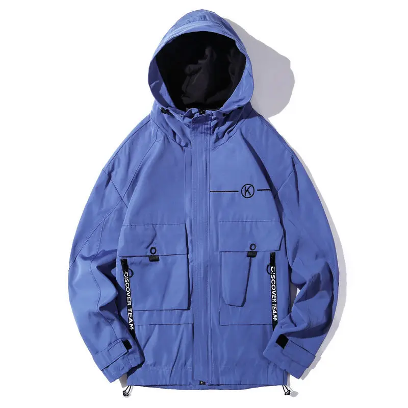 

2021 New Style Hooded Design Plain Color Windproof Men Brand Jacket