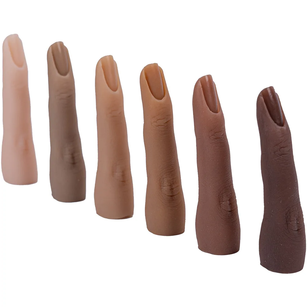 

Soft realistic silicone practice hand middle fingers for nail art, 6 skin colors