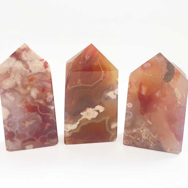 

Natural High Quality Crystals Healing Stones Tower Crystal Wand Point Red Carnelian Flower Agate Point Obelisk