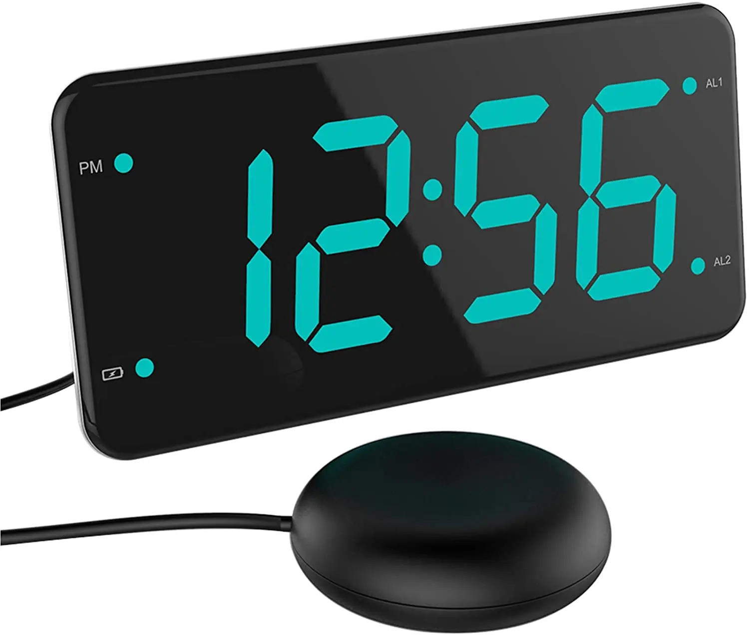 

Custom Loud Alarm Clock with Bed Shaker for Heavy Sleepers, Deaf and Hard of Hearing, Dual Alarm Clock,