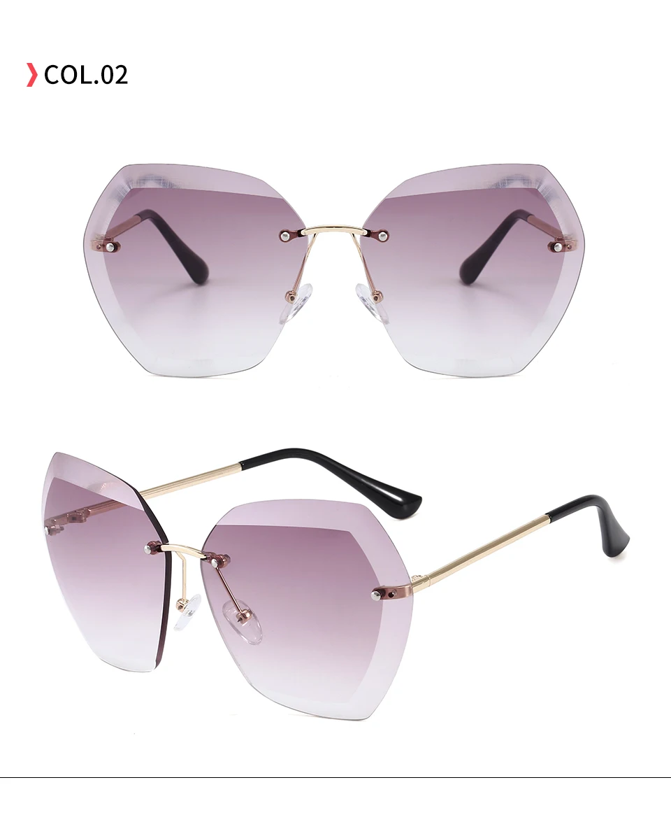 204101 Superhot Eyewear 2020 UV400 Oversized Shades Sun glasses Women Female Lady Rimless Sunglass
