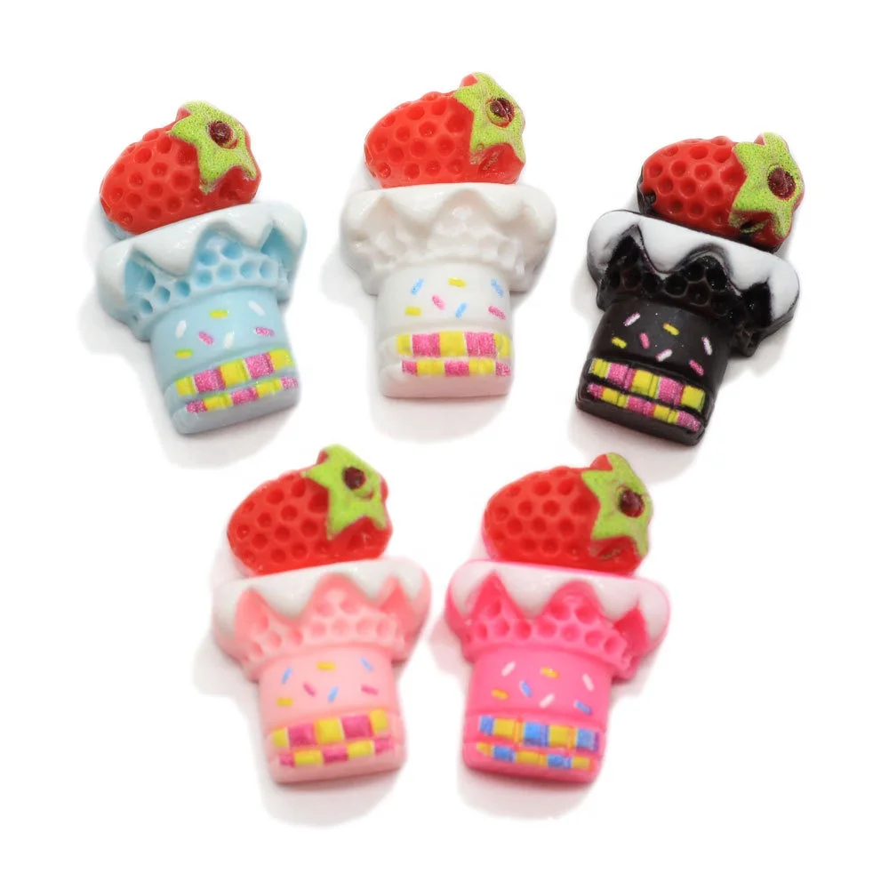 

DIY Cartoon Resin Cute strawberry Ice-Cream Kawaii charms handmade earring necklace bracelet keychain charms pendant, Picture