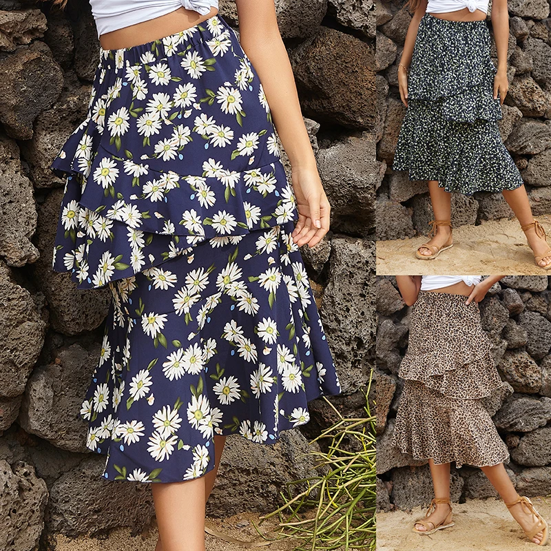 

2021 Cheap Price a Line Casual Chiffon Summer Pleated Long Skirt
