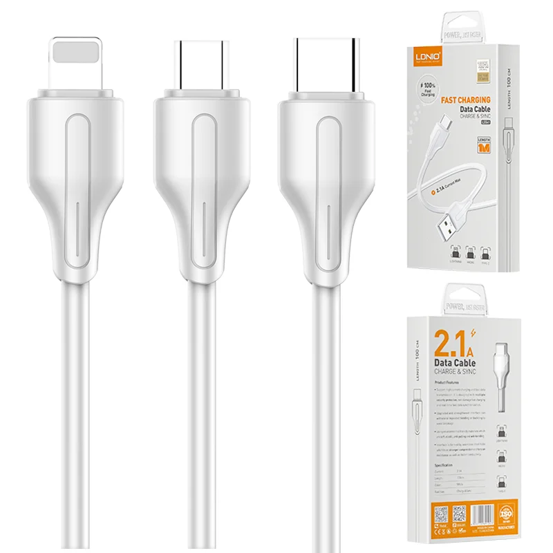 

LDNIO whole sale in stock USB fast charging cable date cable for mobile phone Micro type-C 1M/2M/3M