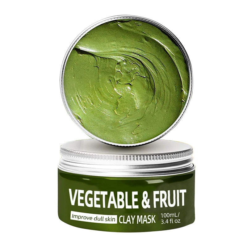 

Vegetable Fruit Clay Mud Film Acne Mud Face Cream Grease Cleansing Firming Pore Remove Oil Serum Skin Care, Green