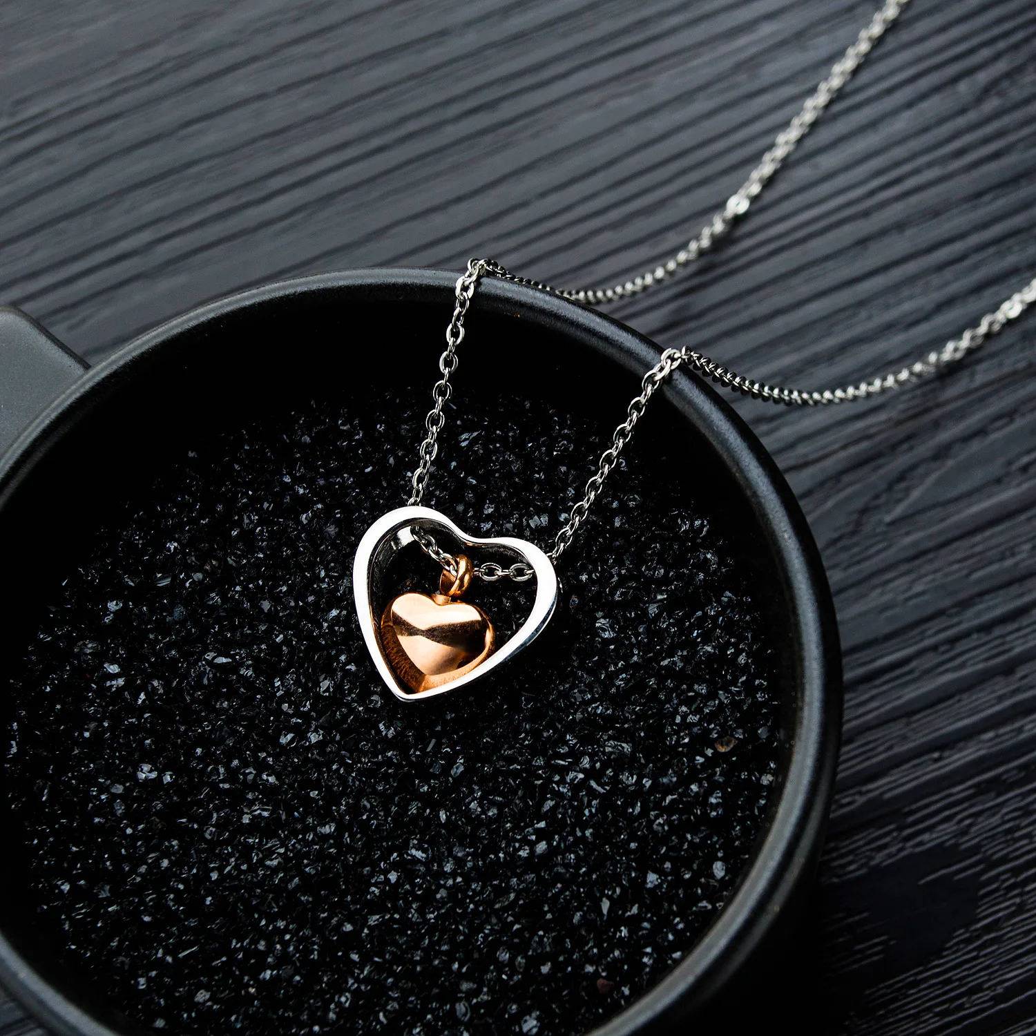 

Wholesale Crystal Heart Stainless Steel Pet Urn Necklace Ashes Cremation Jewelry, Silver