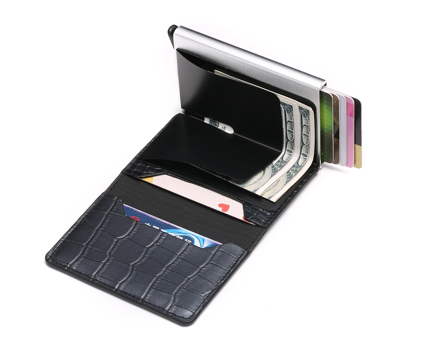 

2021 Wholesale High Quality Aluminum Box Credit Card Wallets RFID Blocking Slim Card Holders Solid Colorful Mini Wallet