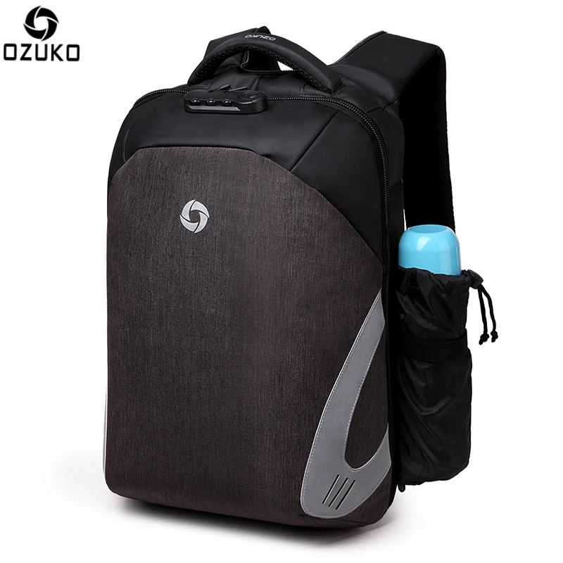 

Ozuko New Hoodie Laptop Bag Anti-Theft Small Shoulder Men Water Proof Usb Custom Backpack With Logo, Black,blue/orange/grey/l-coffee/grey