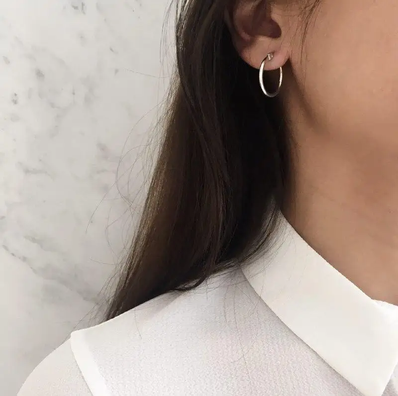 

Wholesale Big Silver Jewelry Earrings Round Stud Women Earrings For Party