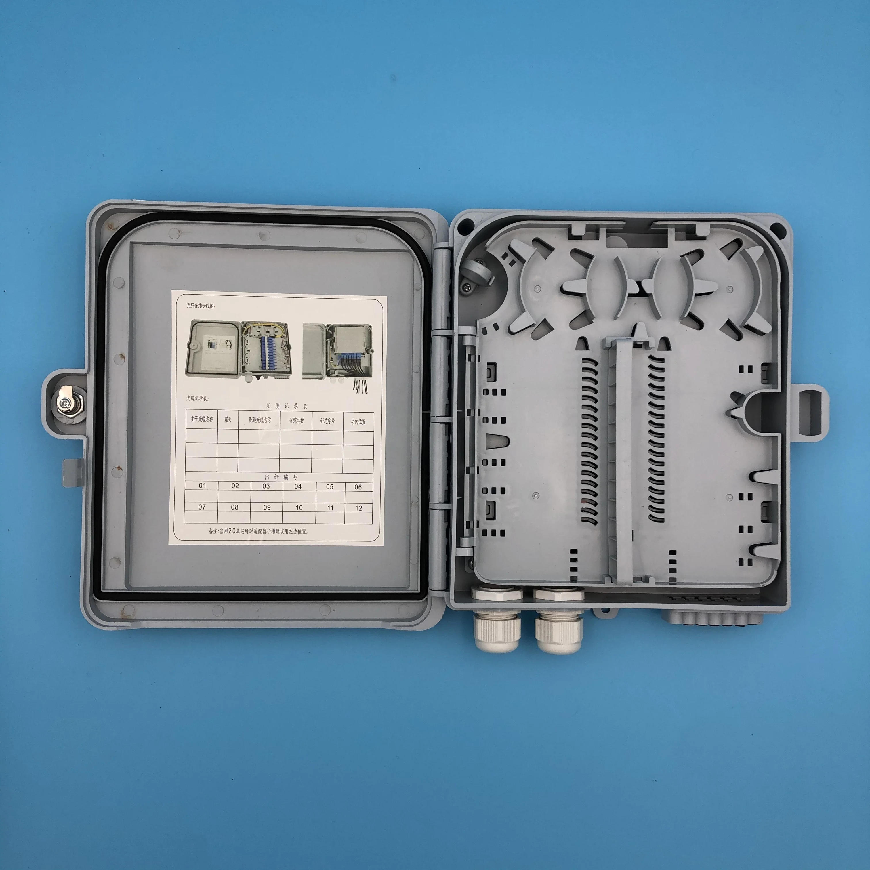 
12 core termination box distribution sc fc adapter ABS indoor /outdoor with clamp 