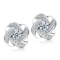 

Crystal Earrings Sterling Silver Knot Flower Stud Earrings for Women Wedding Jewelry