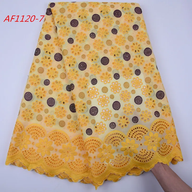 African Swiss Voile Lace High Quality Nigerian Wedding Lace Fabrics 5 Yards 100% Cotton Lace With Stones Embroidered Mesh Fabric