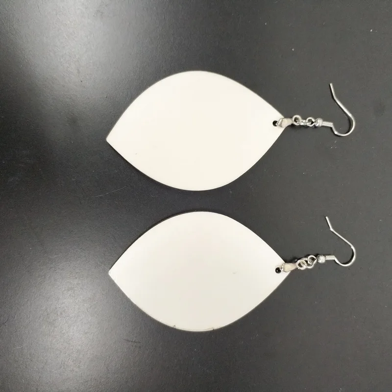 

leaf earring for DIY sublimation printing in blank heat press transfer MDF earrings, White