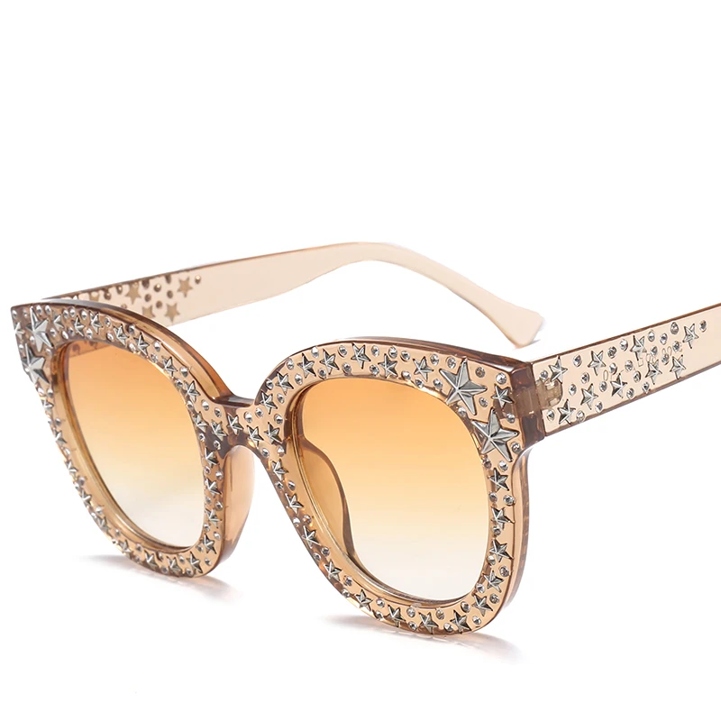 

8238 Fashion Sunglasses Retro mirror rhinestone diamonds sunglasses 2021 square accessories glasses