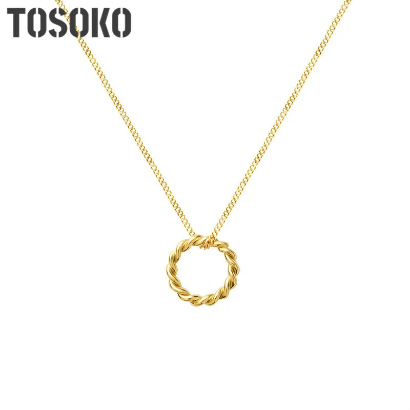 

Stainless Steel Jewelry Twist Ring Pendant Necklace Fashion Chain For Women BSP652