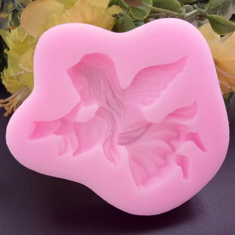 

DIY Angel Girl Blowing horn Silicone mold fondue cake chocolate decoration baking tool factory, White