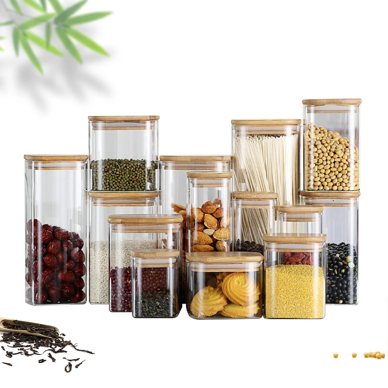 

bamboo glass food container glass storage container bamboo lid glass jar bamboo lid