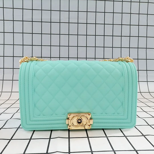

2020 New Women's Hot selling jelly shoulder bag colorful blue PVC bag tote matte shoulder handbag, Rich